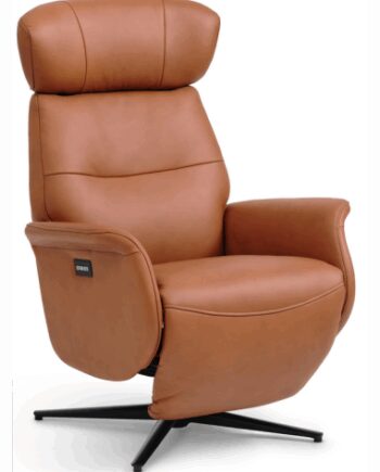 Alexa Lænestol Elektrisk Med Fodskammel Semi Anilin Læder H111 Sort Cognac  Sneaker