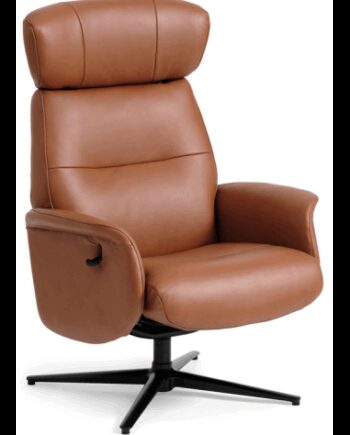 Alexa Lænestol Med Vippefunktion Semi Anilin Læder H106 Sort Cognac  Sneaker