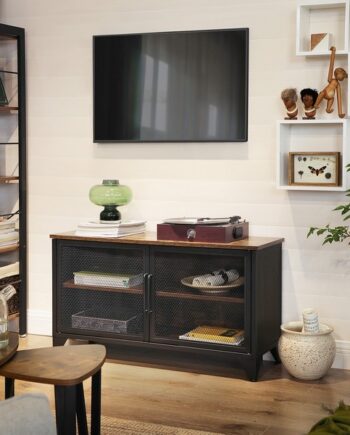 Skænk Bænk Bord Rustik Brun Træ Sort Stål Kommoder Skænke Daily Living Song Sneaker