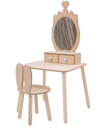 Børnesminkebord Med Stol Træ Flere Varianter Naturlig Andre Mrker Sneaker
